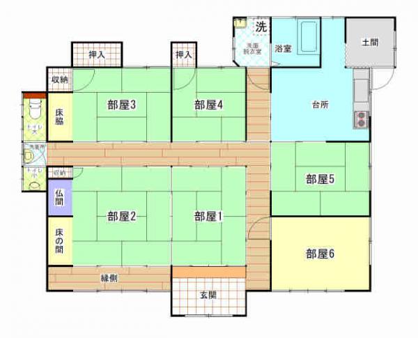 Floor plan for 1970s wood house with storehouses in Oita