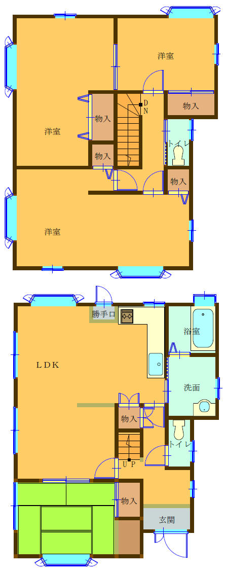 Floor plan for 1990s wood house in Okayama