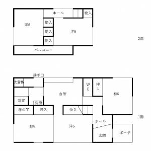 Floor plan for 1970s steel-frame house in Oe, Fukuchiyama