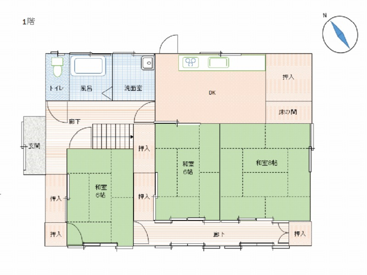 Floor plan for 1990s wood house, 6-min walk to station, Tochigi