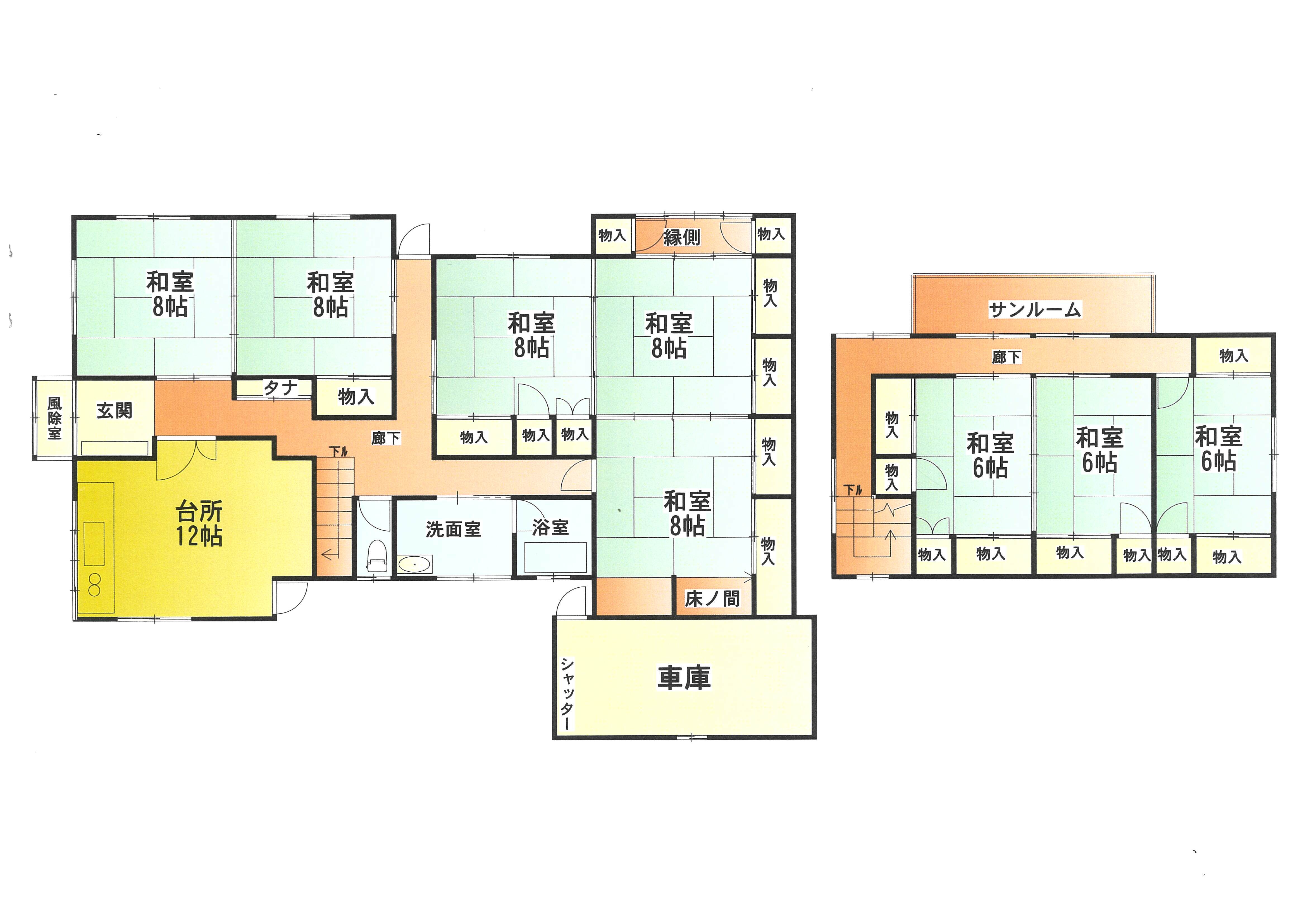 Floor plan for 1990s wood house, 14-min walk to station, Aomori
