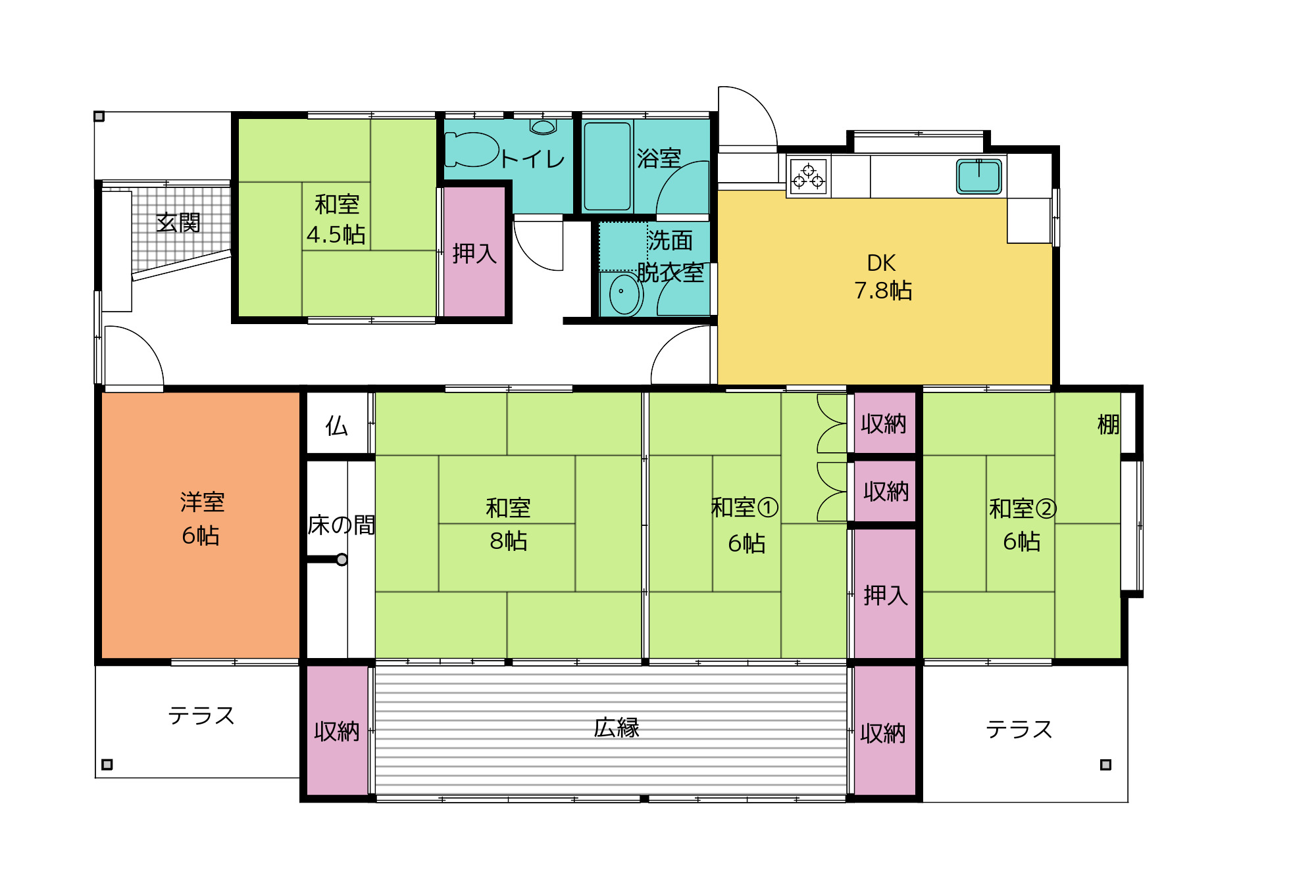 Floor plan for 1970s wood house in Ehime