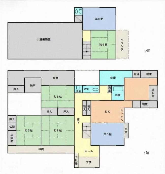Floor plan for 1970s wood house, 17-min walk to station, Shimane