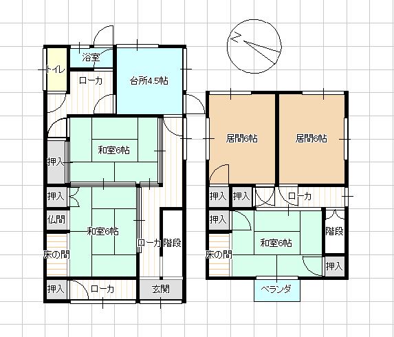 Floor plan for 1970s house, 7-min walk to station, Yamaguchi