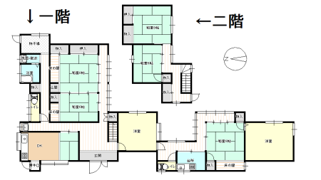 Floor plan for 1960s wood house, 14-min walk to station, Tottori