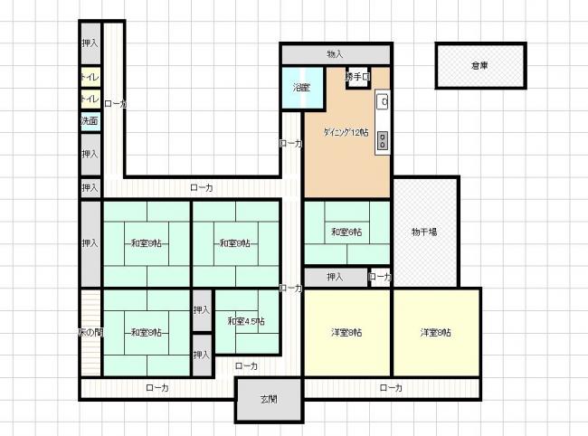 Floor plan for 1970s wood house, 17-min walk to station, Shimane