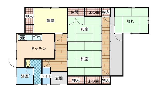 Floor plan for Compact single-story with detached building. Quiet residential area, convenient location near train line.