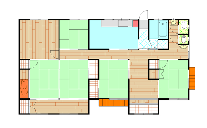 Floor plan for 1980s wood house in Kochi