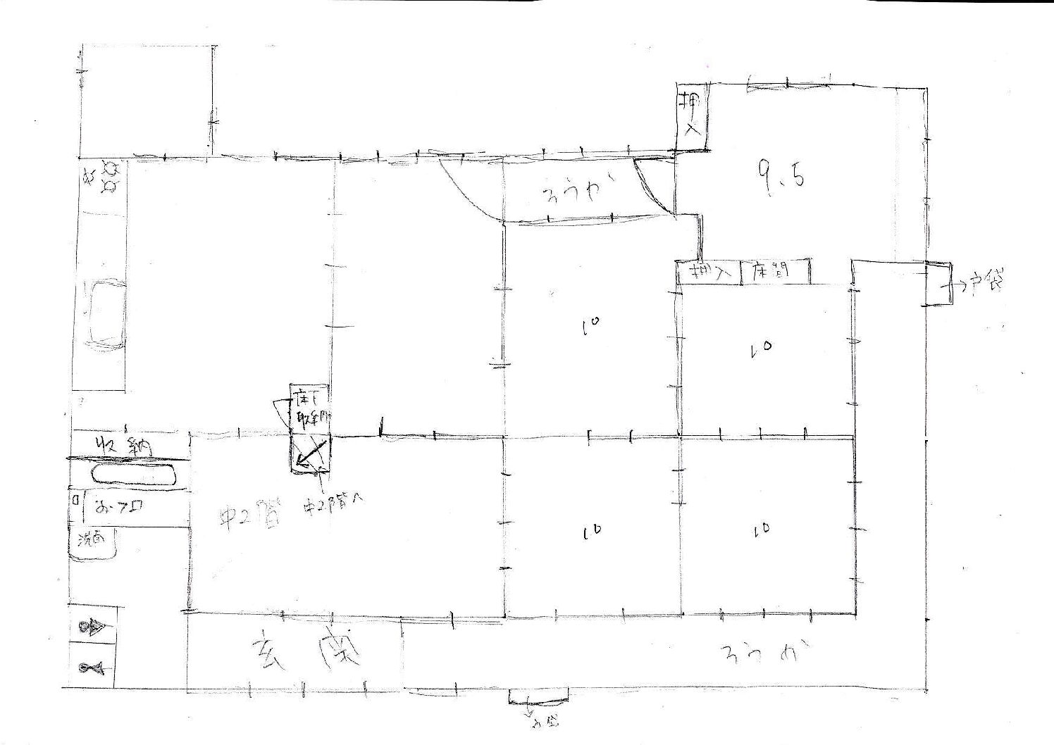 Floor plan for 1960s wood house on a large plot in Kitakami