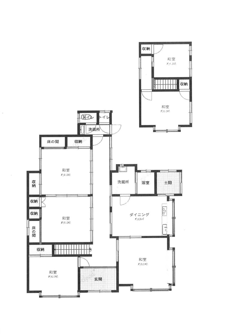 Floor plan for 1950s wood house in Iwate