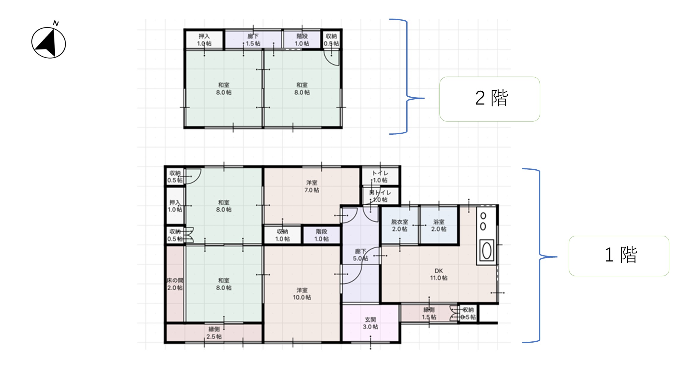 Floor plan for 1980s wood house on a large plot in Yamaguchi