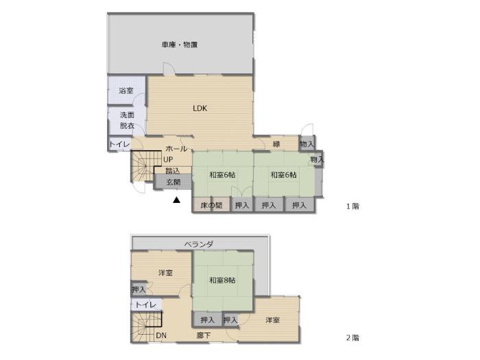 Floor plan for 1990s wood house with outbuildings in Yamaguchi