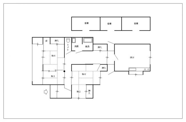 Floor plan for 1960s wood house, 16-min walk to station, Shimane