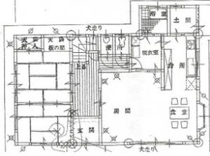 Floor plan for 1990s wood house on a large plot in Niigata