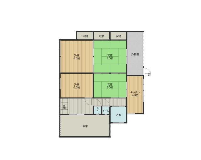 Floor plan for 1960s wood house, 5-min walk to station, Nagano