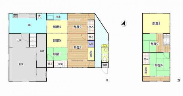 Floor plan for Wood house with storehouses in Oita