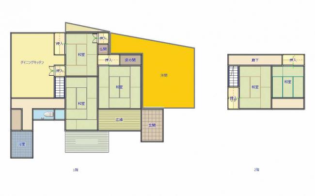Floor plan for 1960s wood house, 1-min walk to station, Shimane
