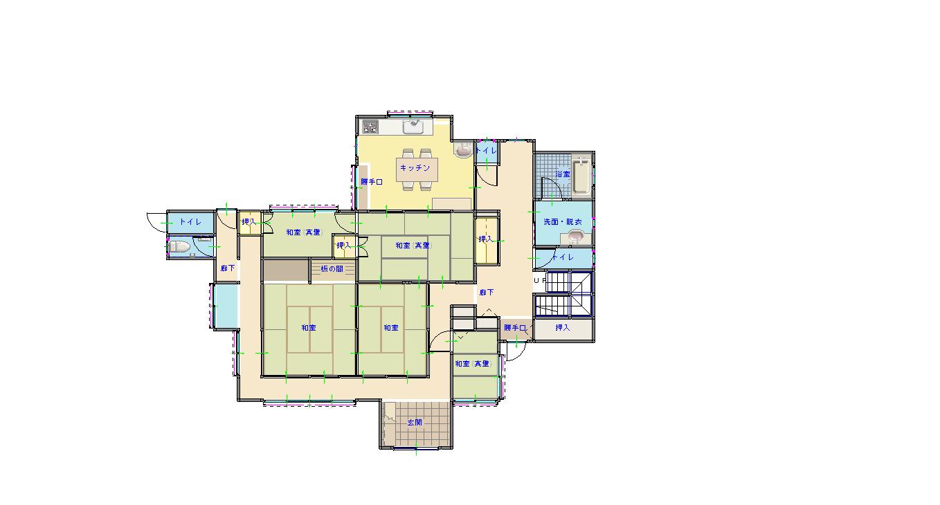 Floor plan for 1970s wood house with outbuildings in Tokushima