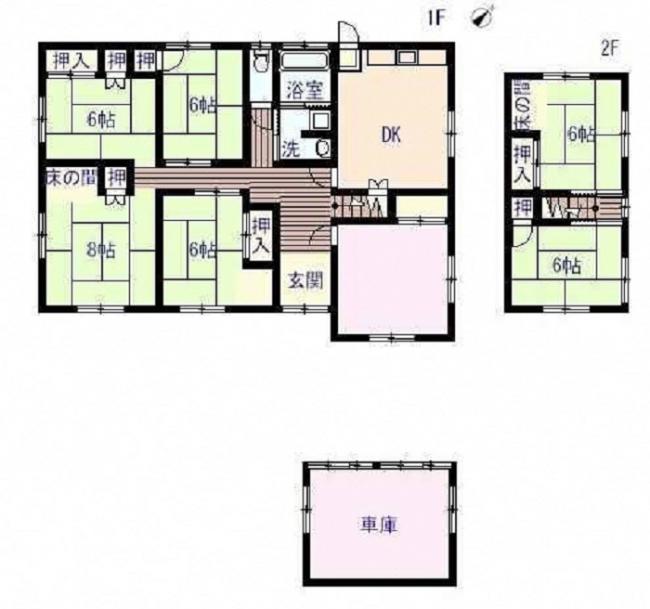 Floor plan for 1970s wood house, 8-min walk to station, Shimane