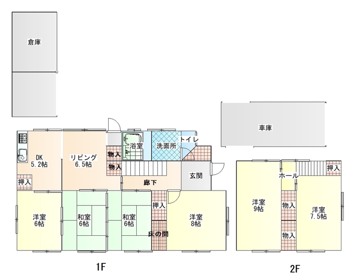 Floor plan for 1970s wood house, 5-min walk to station, Kagawa