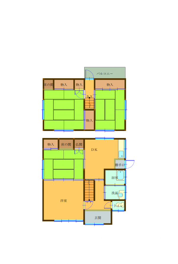 Floor plan for 1970s wood house, 15-min walk to station, Okayama