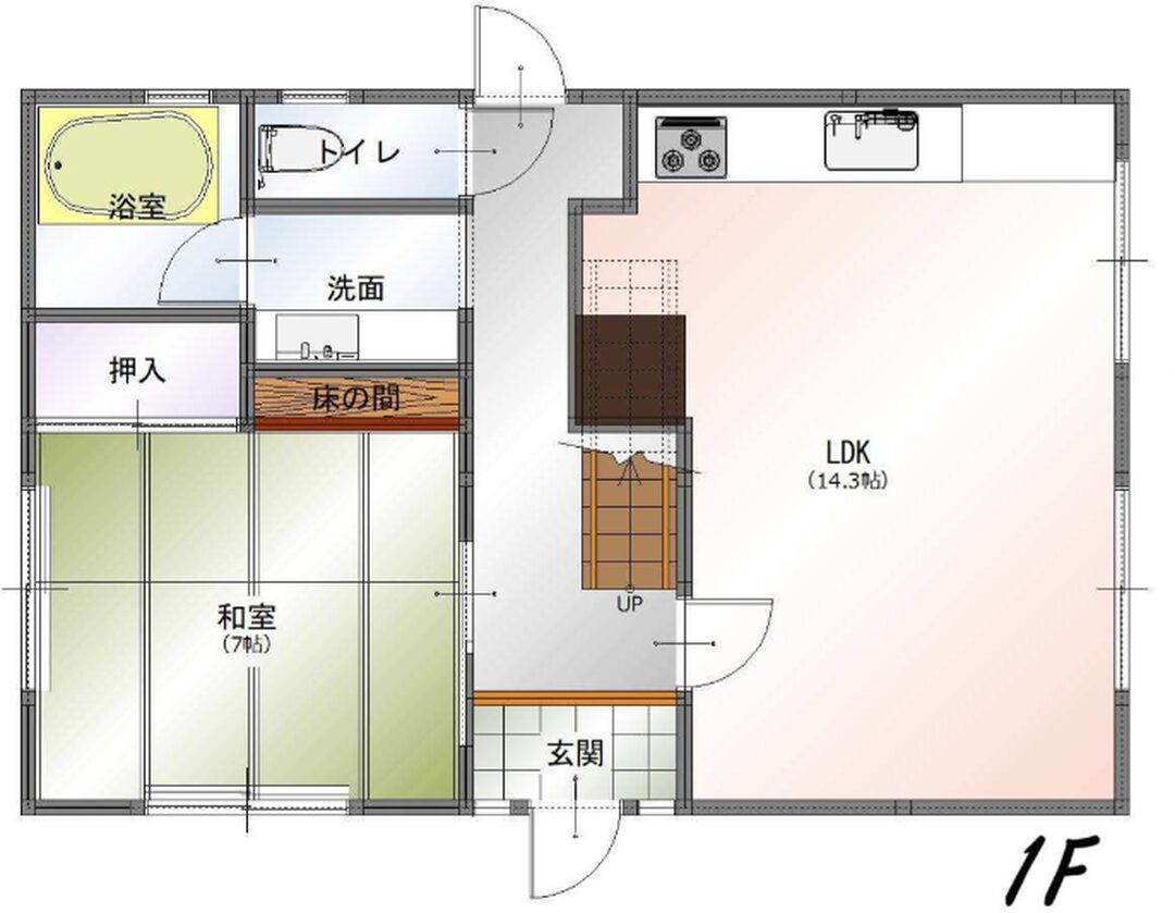 Floor plan for 1980s wood house, 14-min walk to station, Fukui