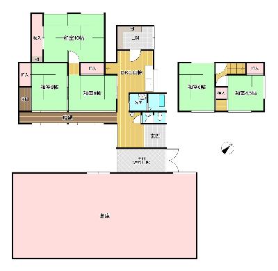 Floor plan for 1960s wood house, 14-min walk to station, Hyogo
