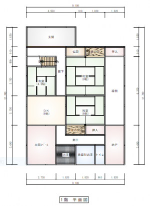 Floor plan for 1940s wood house with outbuildings in Niigata