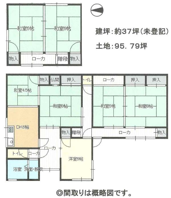 Floor plan for 1960s wood house, 4-min walk to station, Fukui