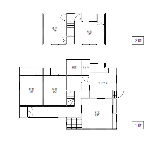 Floor plan for 1980s wood house with storehouses in Iwate