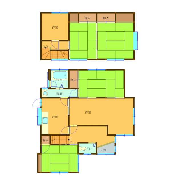 Floor plan for 1970s wood house in Kasaoka
