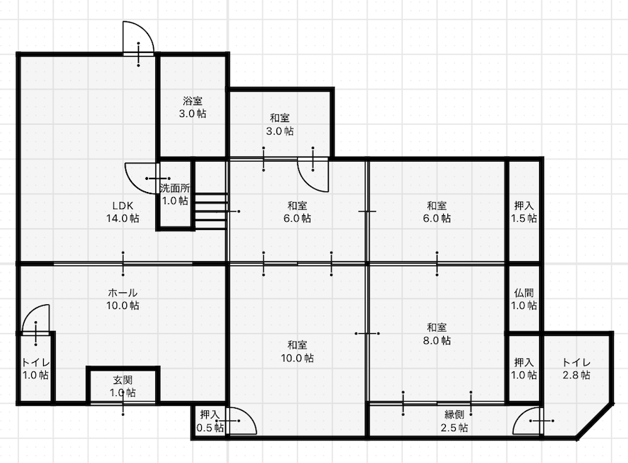 Floor plan for Wood house on a large plot in Kumamoto