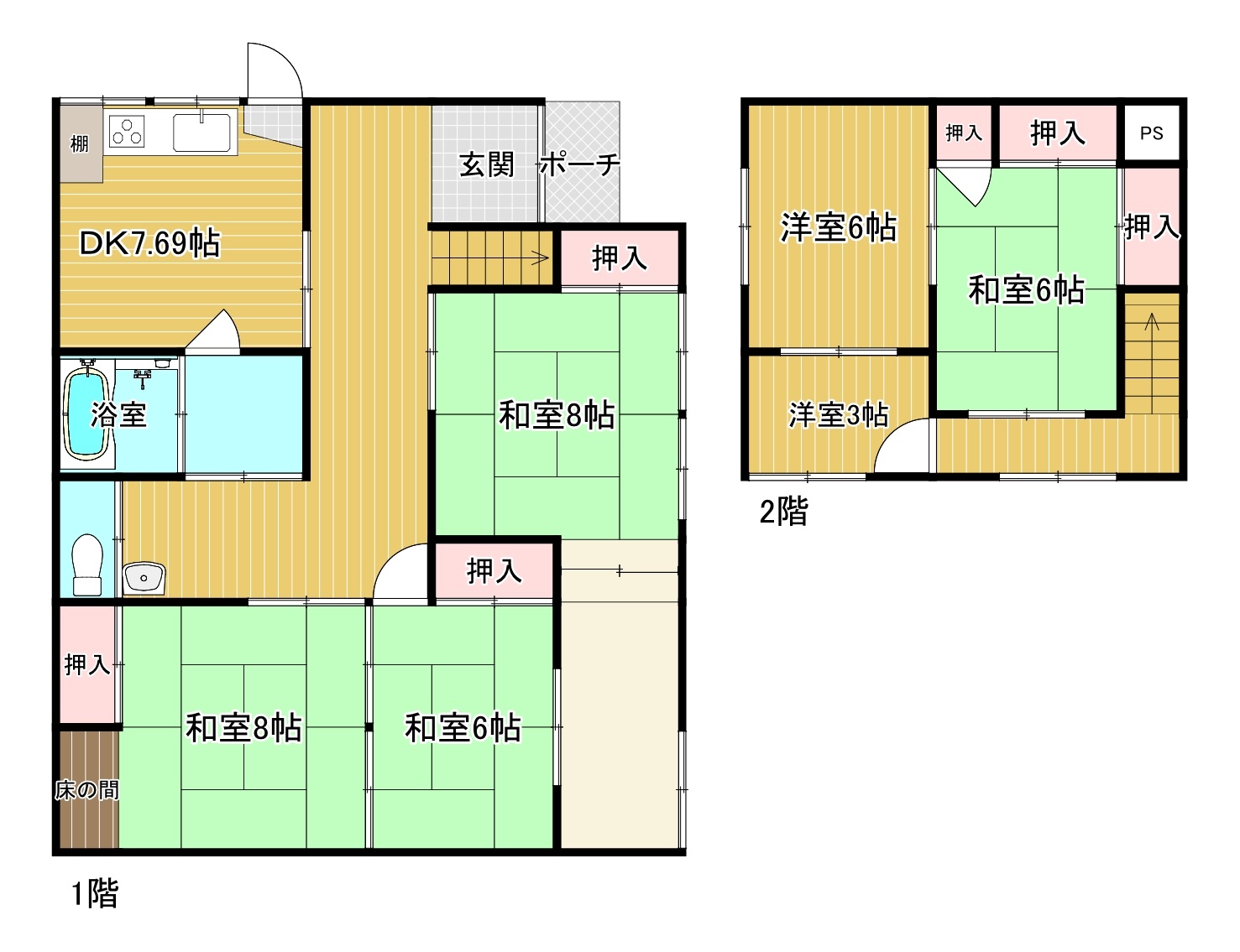 Floor plan for 1970s wood house in Iwate