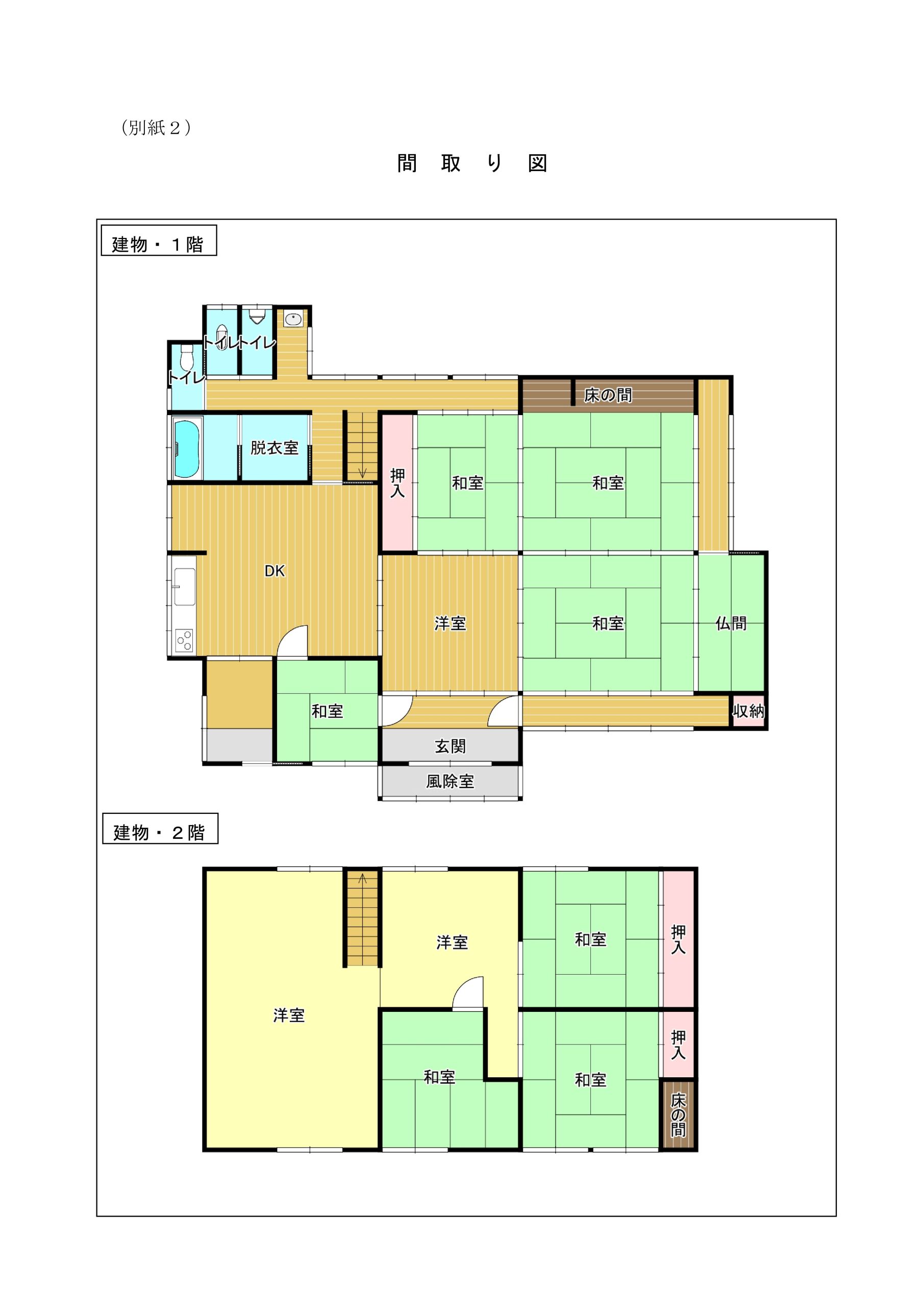 Floor plan for 1950s wood house, 18-min walk to station, Fukui