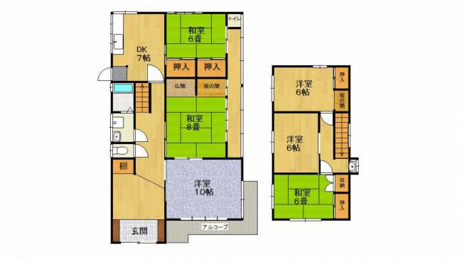 Floor plan for 1970s wood house, 1-min walk to station, Shimane
