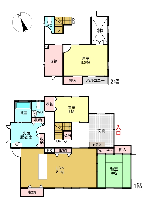 Floor plan for Wood house, 8-min walk to station, Fukui