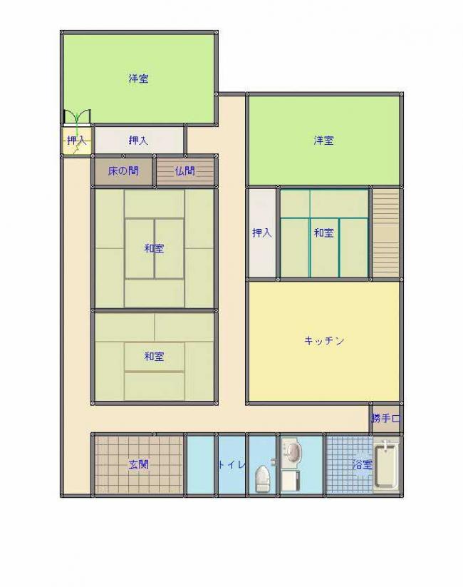 Floor plan for 1980s wood house, 16-min walk to station, Shimane