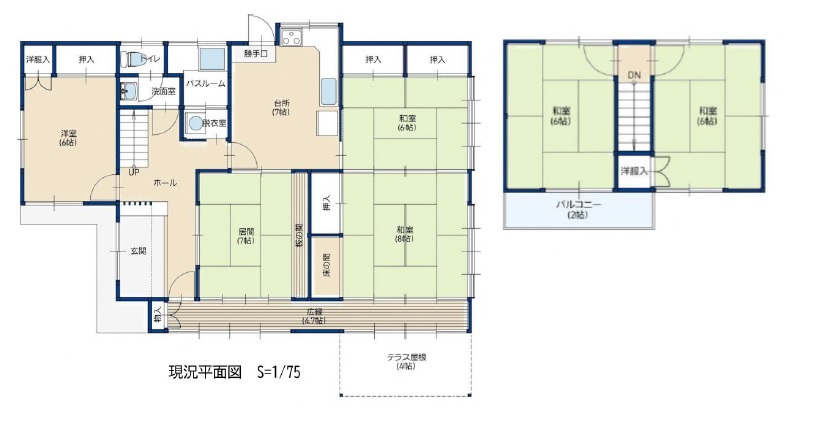 Floor plan for 1970s wood house, 11-min walk to station, Fukushima