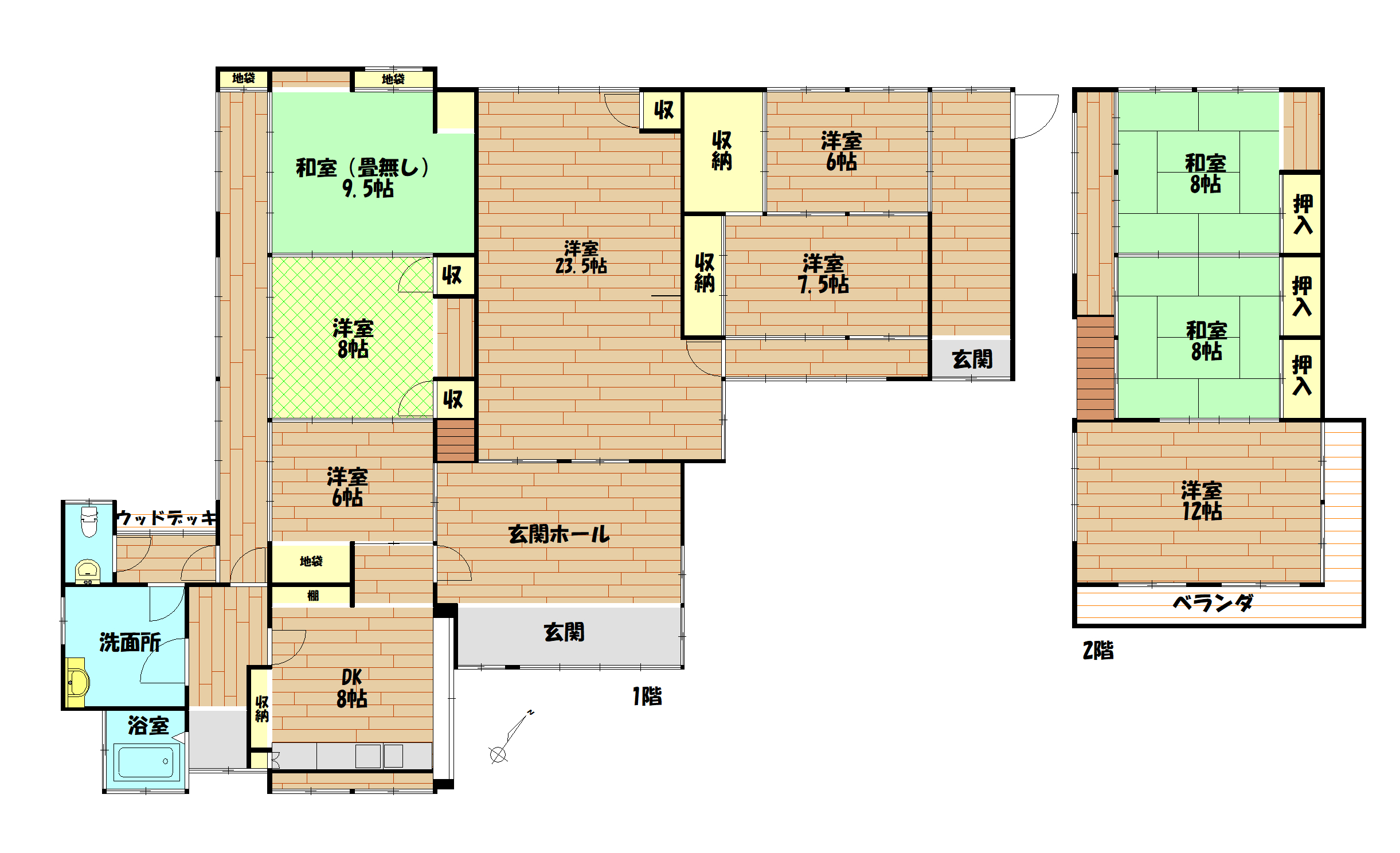 Floor plan for Wood house on a large plot in Matsusaka Kahada