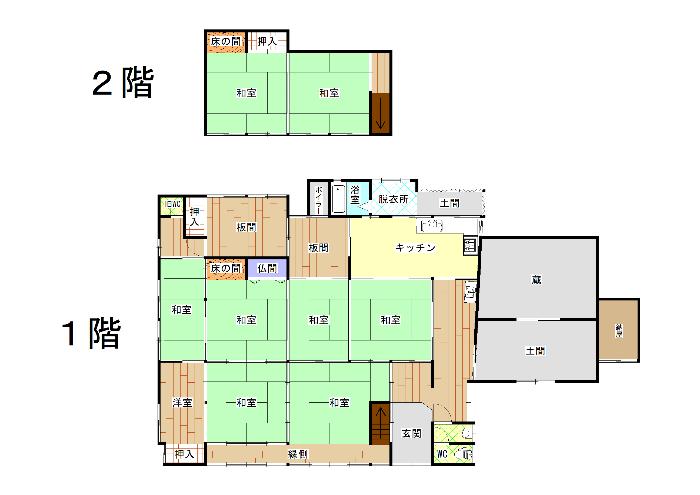 Floor plan for 1920s wood house in Ishikawa