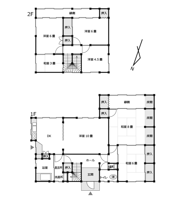 Floor plan for 1970s wood house, 16-min walk to station, Shimane