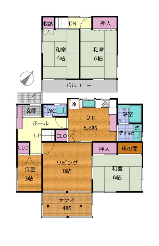 Floor plan for 1970s steel-frame house, 16-min walk to station, Mie
