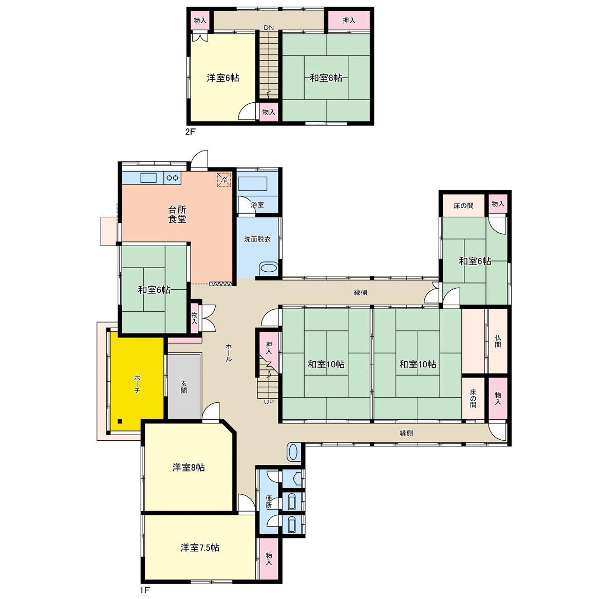 Floor plan for 1970s wood house with storehouses in Fukui