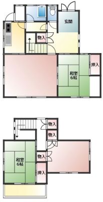 Floor plan for 1970s wood house, 7-min walk to station, Hyogo