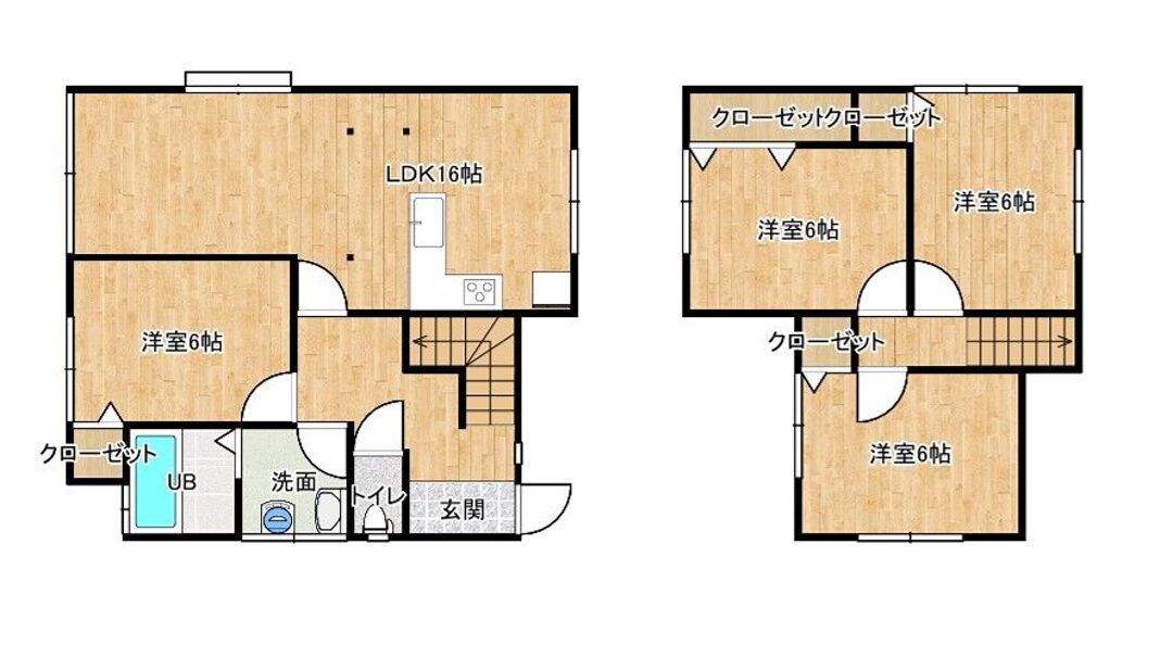 Floor plan for 1990s wood house, 7-min walk to station, Fukui