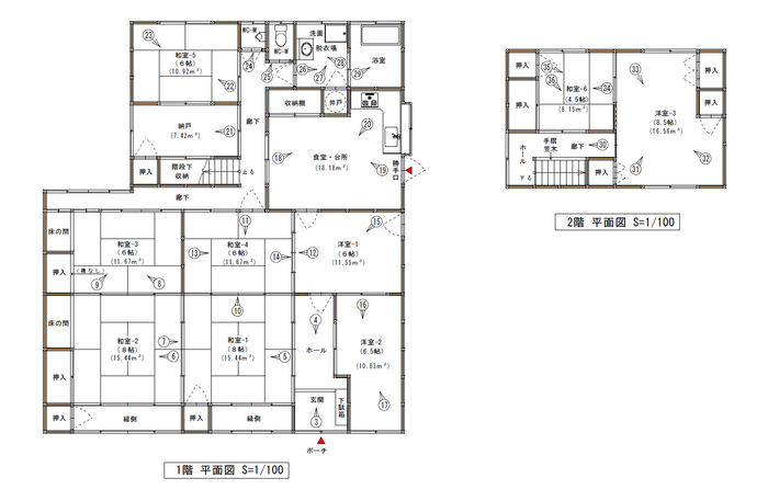 Floor plan for 1950s wood house on a large plot in Kagawa