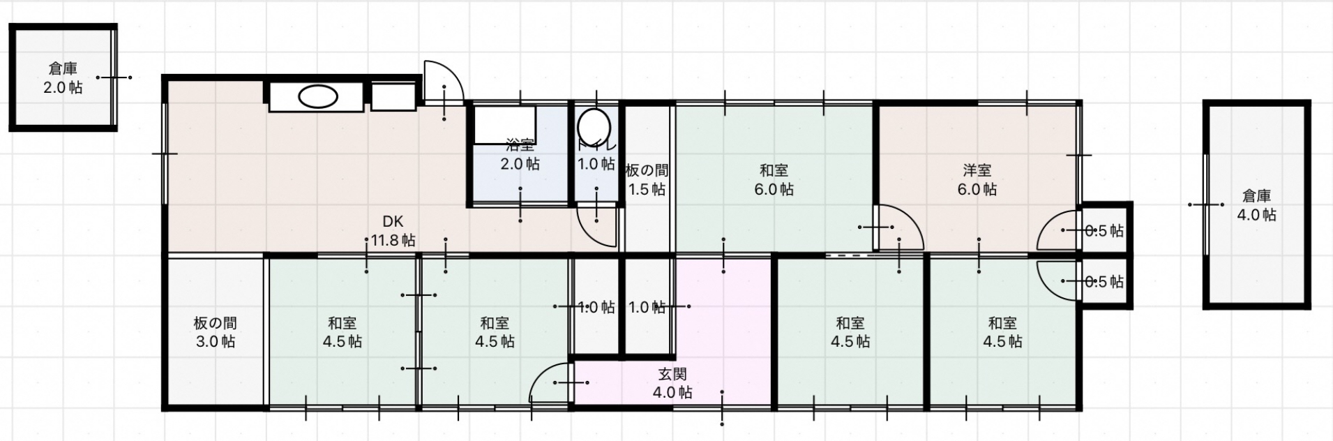 Floor plan for 1970s wood house in Shizuoka
