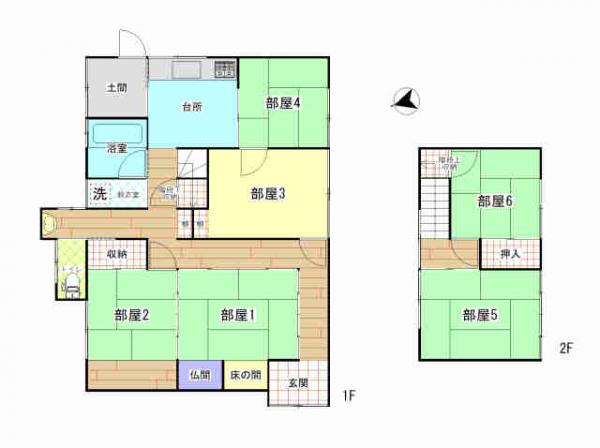 Floor plan for 1960s wood house with storehouses in Oita