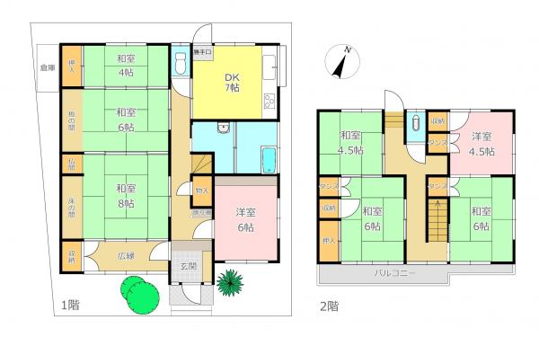 Floor plan for 1970s wood house in Kasaoka