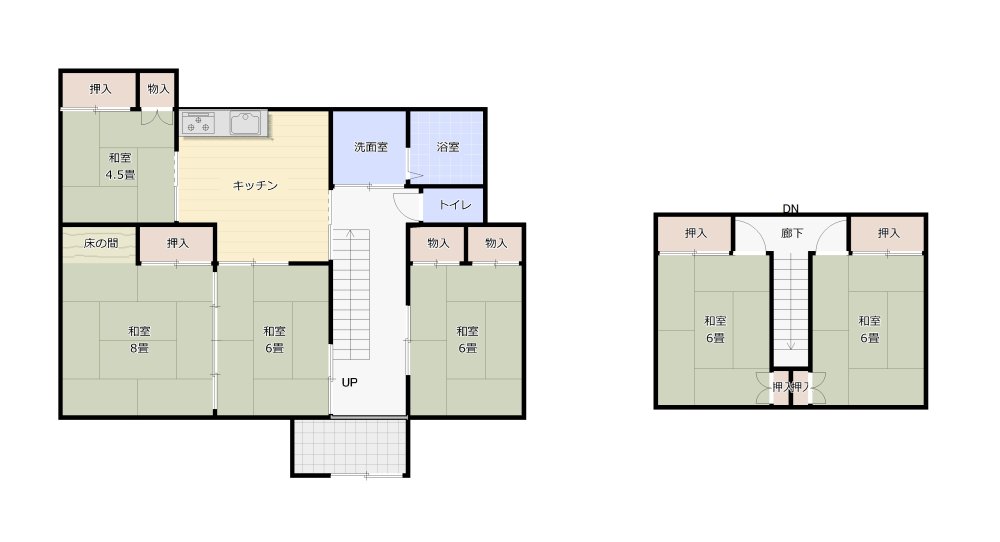 Floor plan for Bright, sunny 2-story building close to elementary school.
